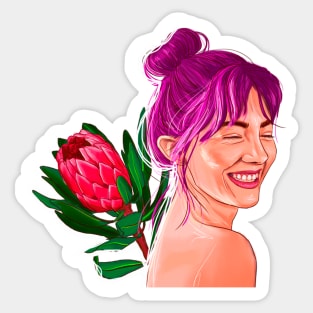 Girl with protea Sticker